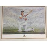 A large framed and signed cricket print created fo