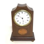 Small mahogany Edwardian clock in a mahogany inlai