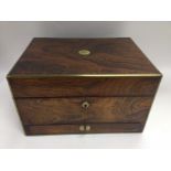 A Victorian rosewood work box, approx 31cm x 24cm