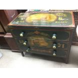 A painted three drawer chest dated 1871 with scrip