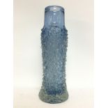 Unusual bark style blue vase, approximately 38cm t