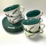 6 Denby pottery cups and saucers (D).