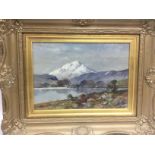 A framed oil painting by Mary Robertson of a Highl