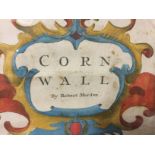 A framed map corn wall by Robert Morden .42 by 38