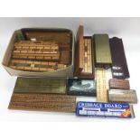 A collection of various cribbage boards. Shipping