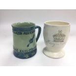 Two Moorcroft coronation mugs comprising one for K