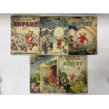 5 Vintage Rupert Bear Annuals, all inscribed to ch
