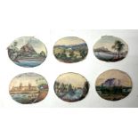 6 Indian framed landscape miniature paintings, eac