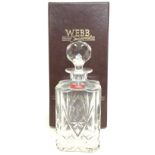 A boxed Webb Crystal decanter, approximately 22cm