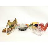 A collection coloured art glass including small gl