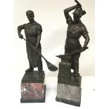 A pair of quality early 20th century bronze figure