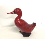 Porcelain Doulton Flambe Duck, 15cm tall. Postage