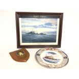 HMS Kelly memorabilia including a framed print by