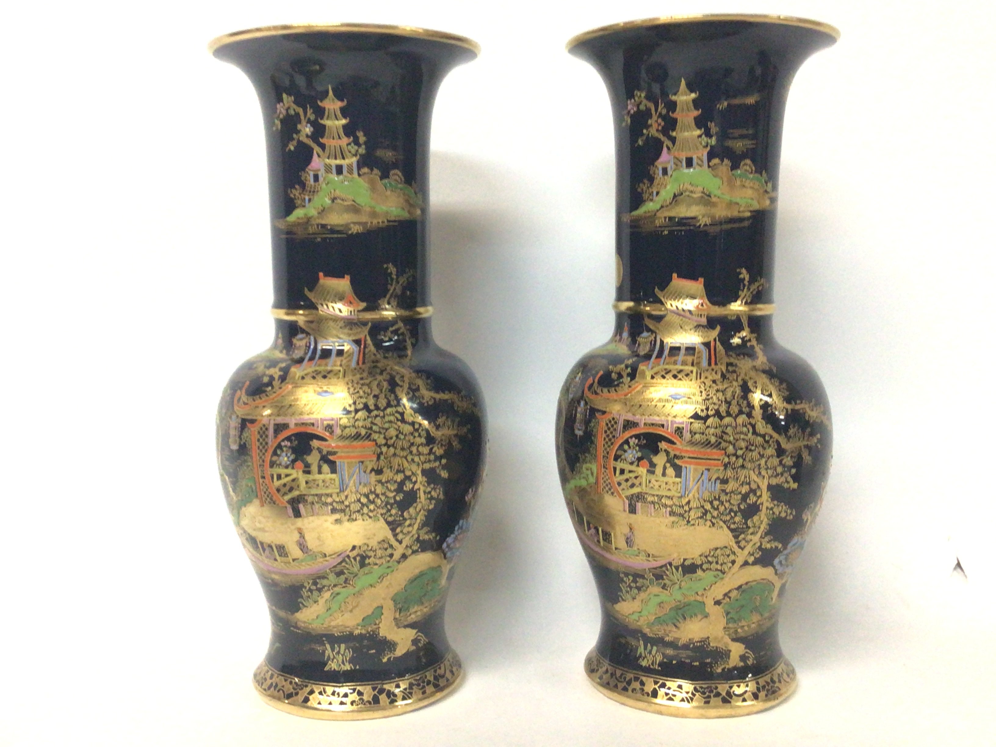 Large pair of Mikado pattern Carlton vases, approx