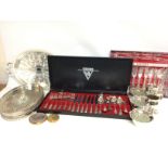 A collection of vines silver plated cutlery and ot