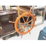 Retrospective ships wheel, diameter of 106cm. Post