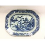 An 18th Century Chinese blue and white octagonal d