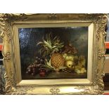 A gilt framed oil painting on canvas still life st