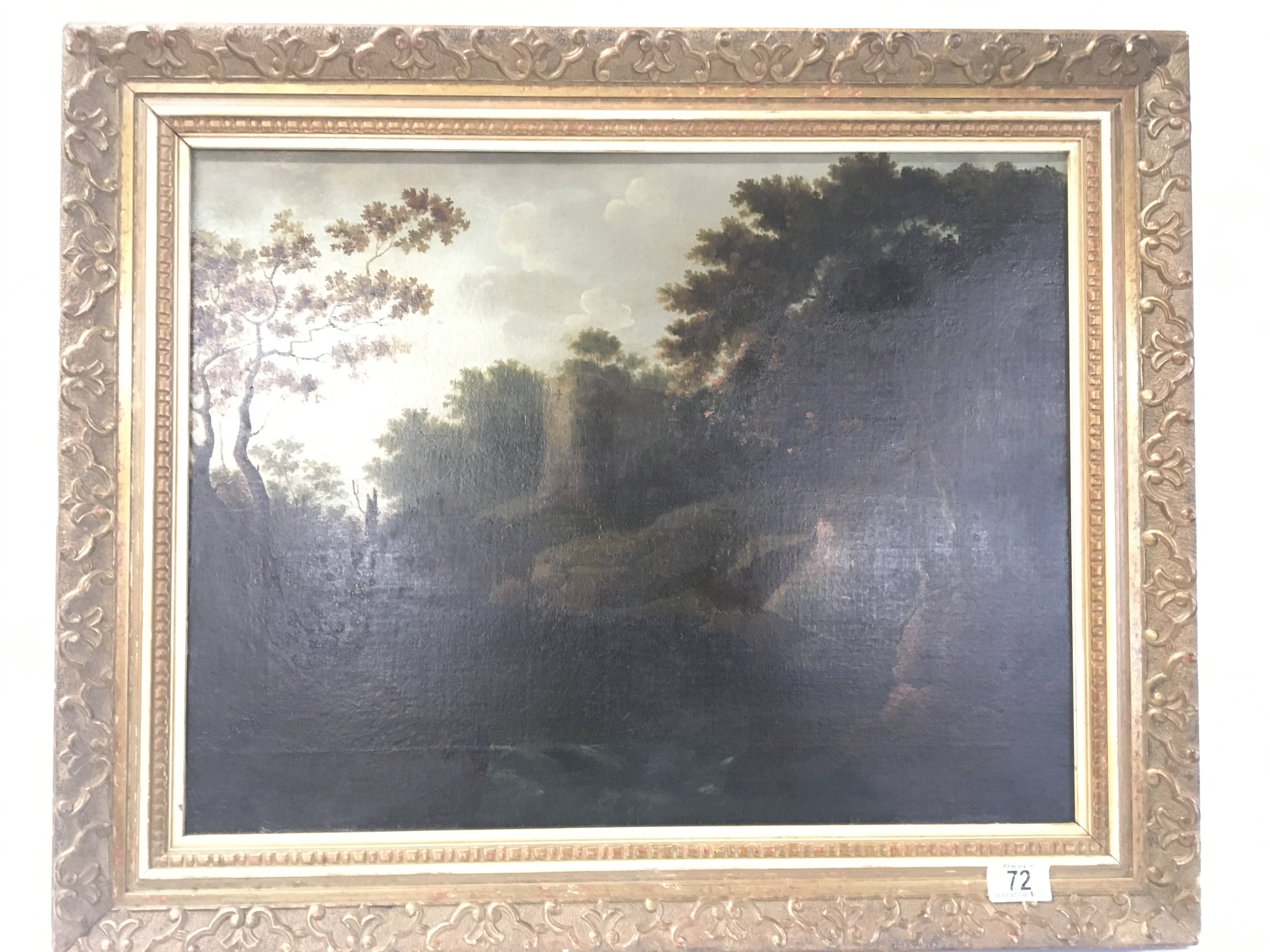 A framed early 19th century oil painting on canvas