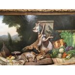 A large framed oil painting on canvas still life s