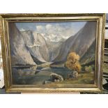 A framed oil painting mid 20th Century a view of t