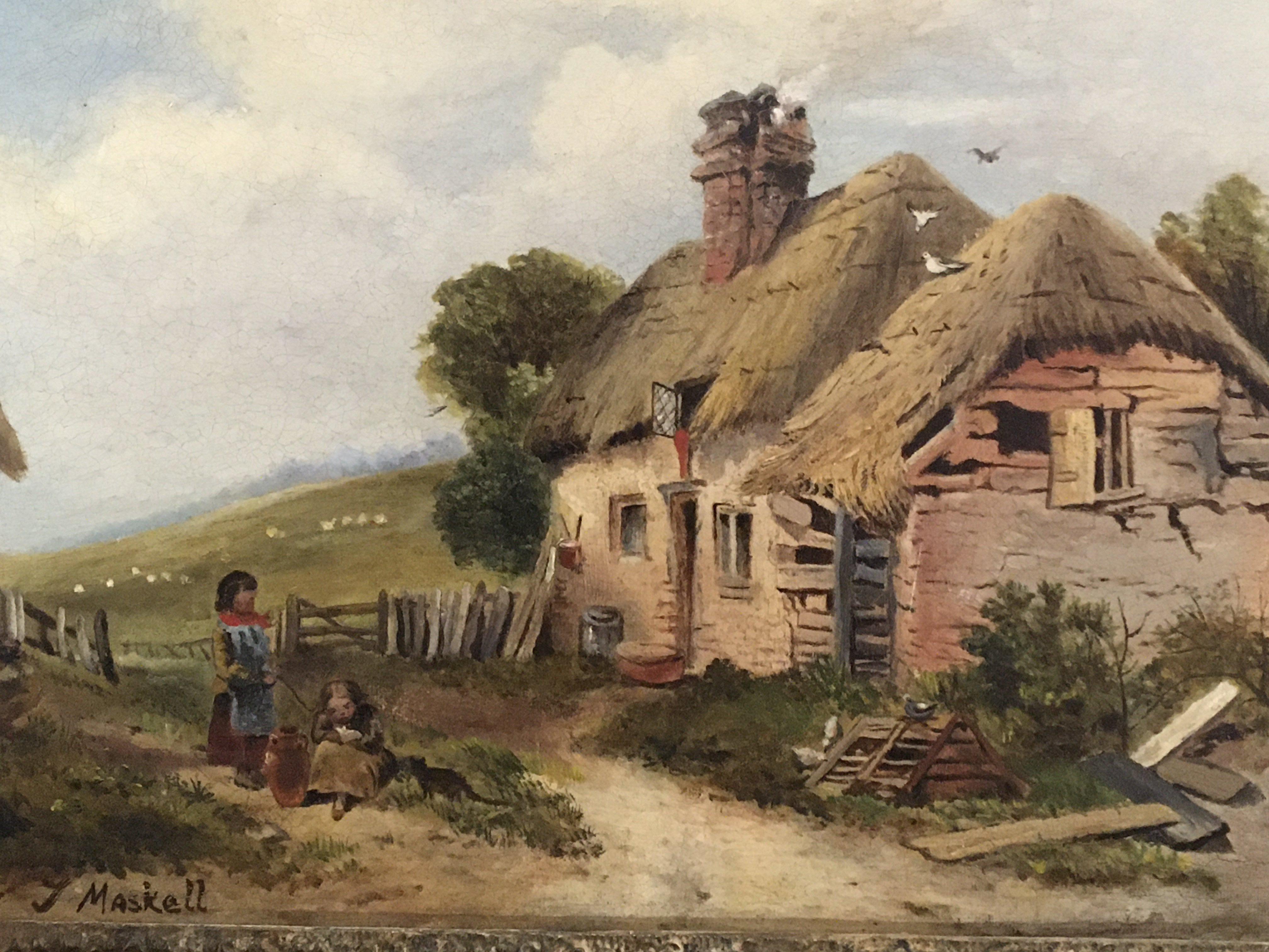 A framed oil painting on canvas English rural view
