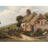 A framed oil painting on canvas English rural view