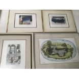 A collection of framed modern and contemporary pri