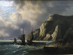 A gilt framed oil painting on canvas Marine oil pa