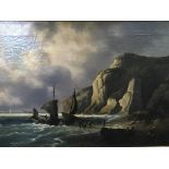 A gilt framed oil painting on canvas Marine oil pa