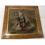 A maple framed Victorian wool work embroidery a se