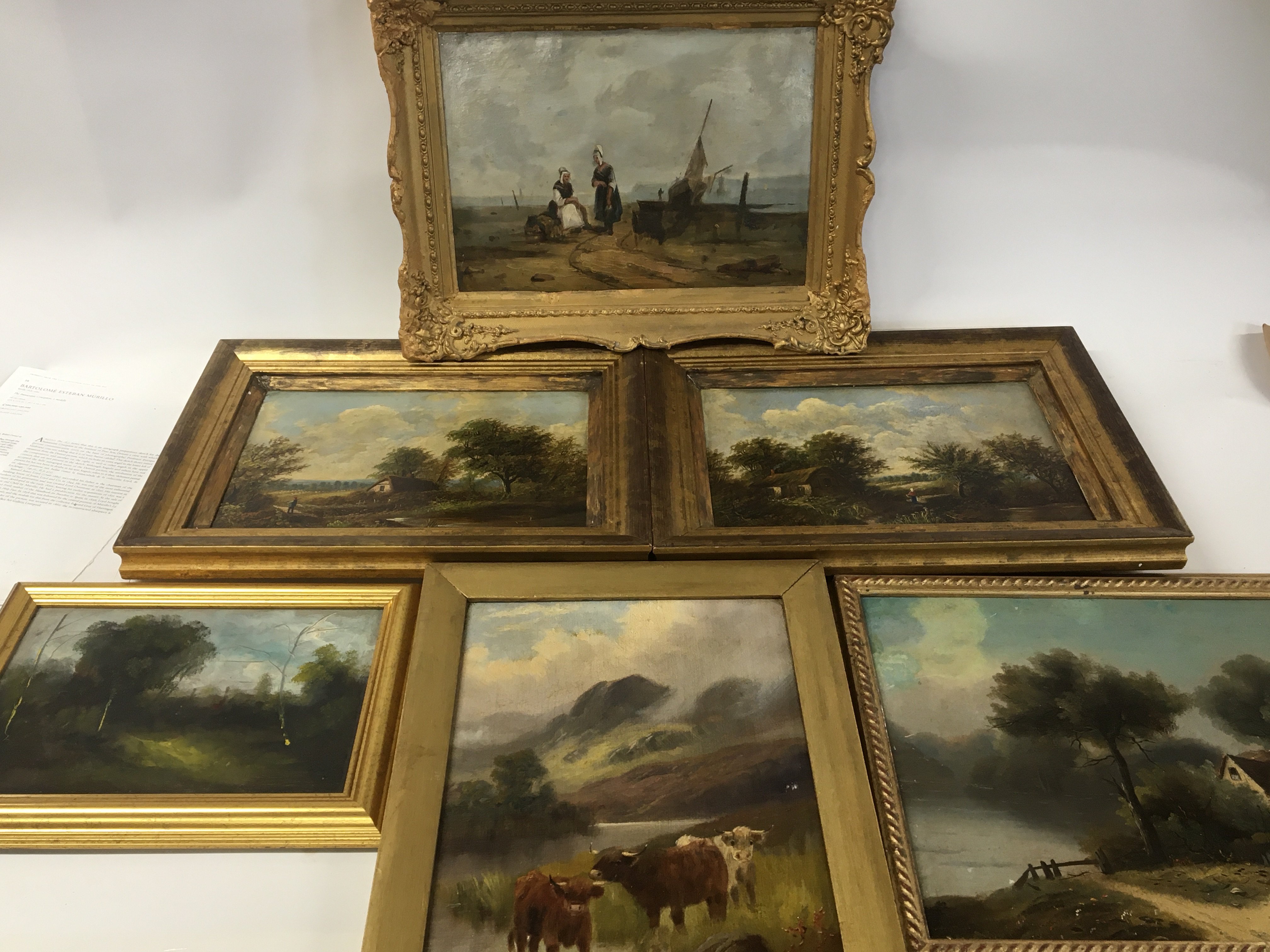 A collection of six framed oil paintings unsigned