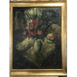 A good size framed oil painting on canvas still li