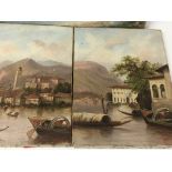 A pair of late 19th Century unframed oil paintings