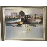 A framed modern British oil painting a view of the