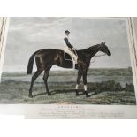 A framed late 19th century print a horse racing po