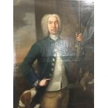 A large 18th century oil painting on canvas portra