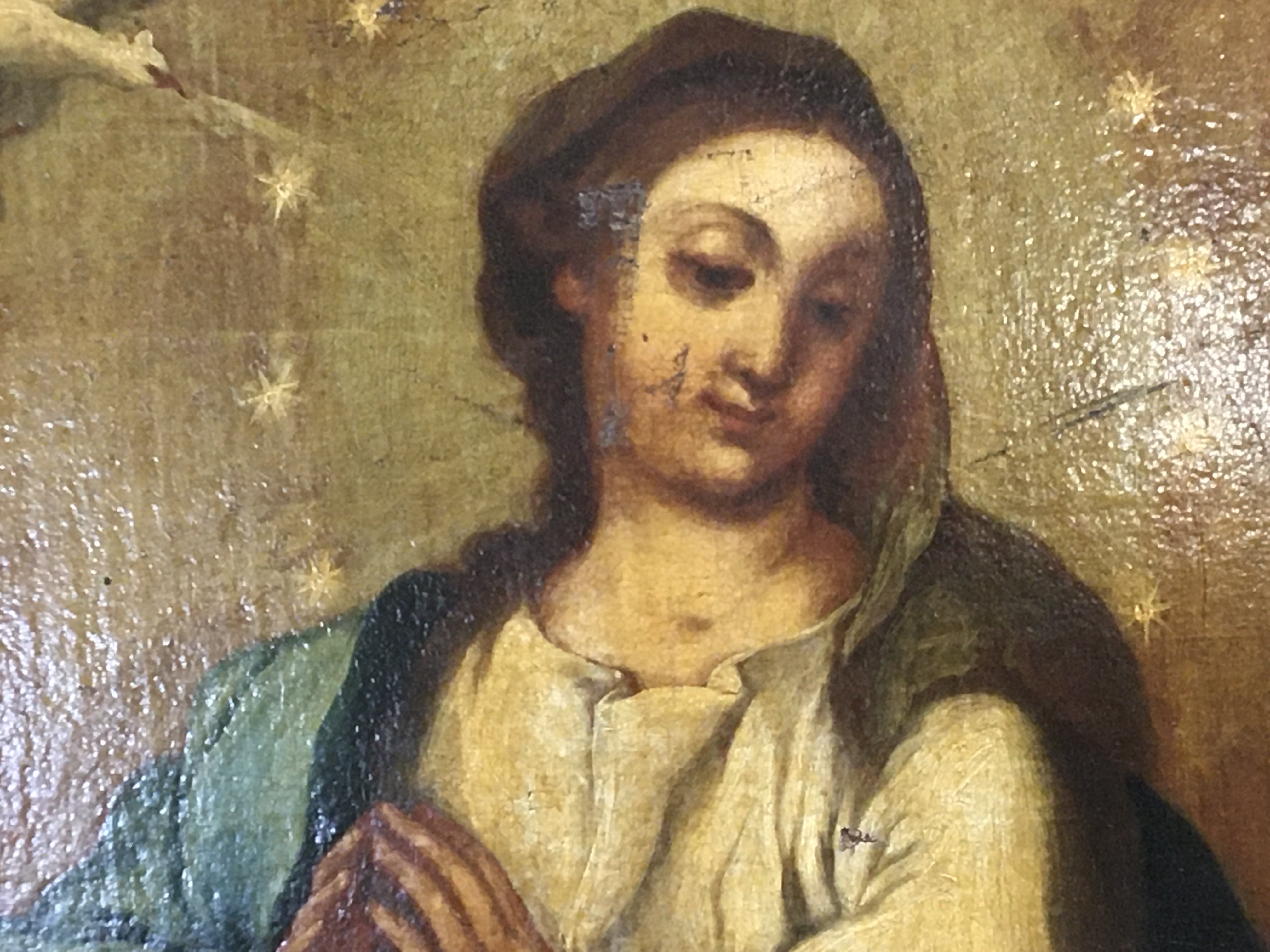 An oil painting on canvas depicting the Madonna wi - Image 2 of 4