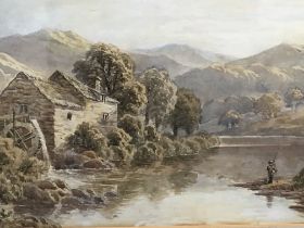 A framed 19th century watercolour study of a river