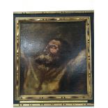 A framed oil painting on canvas St Andrew his cruc