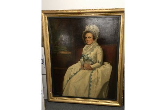 A framed oil on canvas late 18th century portrait - Image 3 of 3