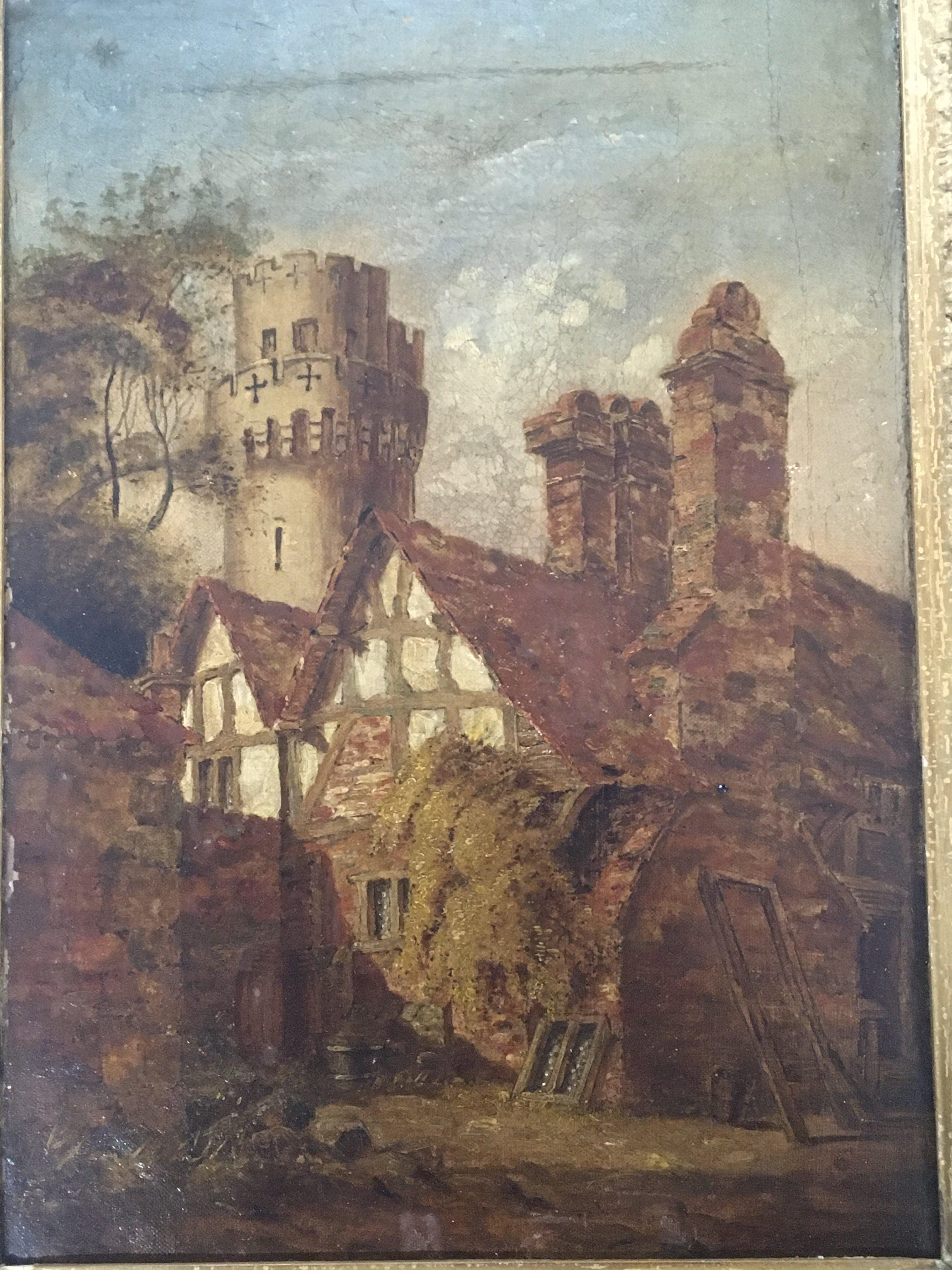 A framed oil painting on canvas English rural view - Image 2 of 4