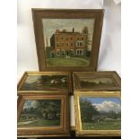 A collection of five oil paintings English rural v