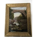 A gilt framed oil painting on canvas study of a br