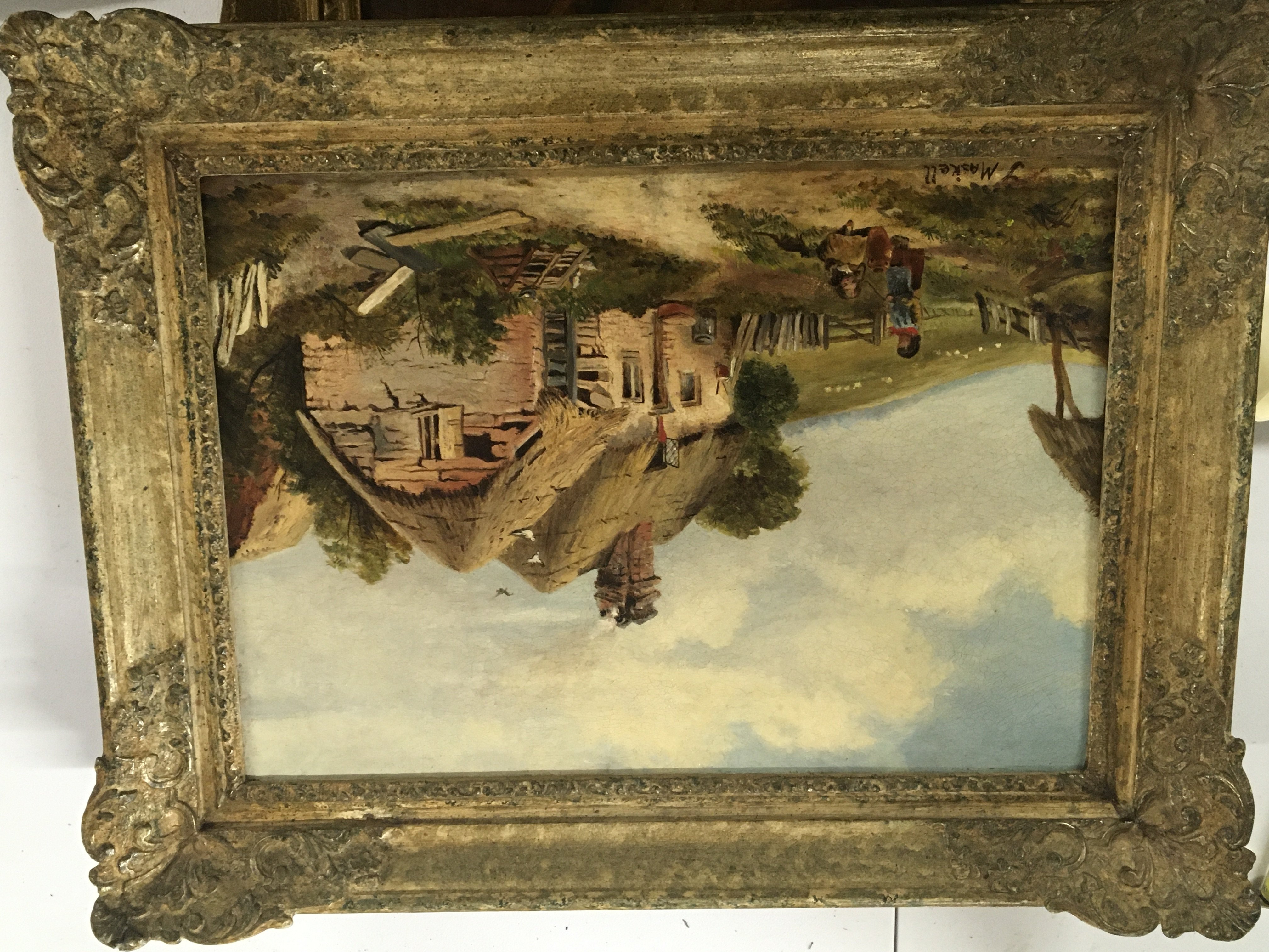 A framed oil painting on canvas English rural view - Image 4 of 4