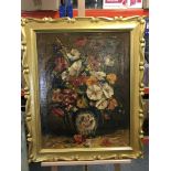 A gilt framed oil painting on canvas still life st