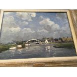 A framed oil on board Campbell Mellon, Acle Bridge