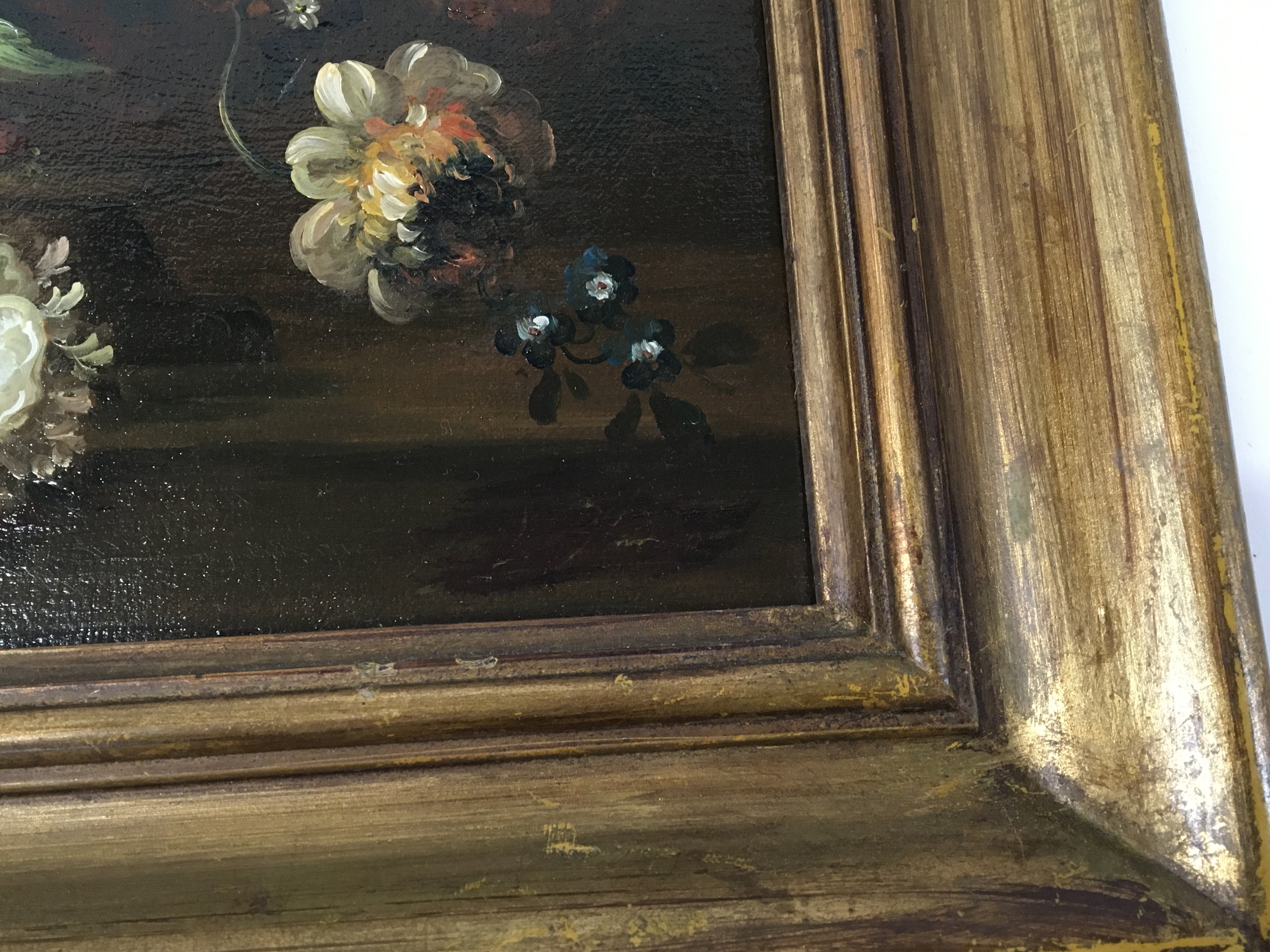 A framed oil painting on canvas still life study. - Image 2 of 2