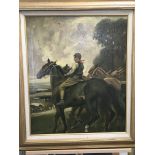 A framed oil painting 20th century study of a youn