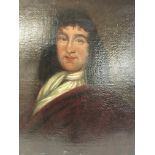 An unframed oil painting 18th century portrait of